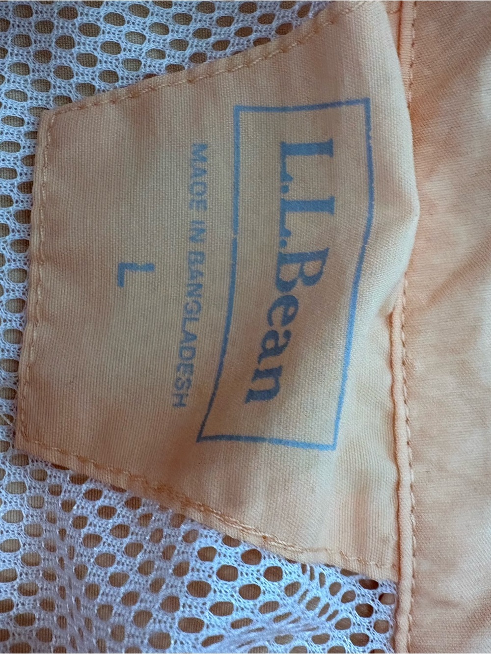 LL Bean Tropicwear Shirt Peach Vented Roll Tab Long Sleeve Size L Utility Chic - Picture 8 of 10